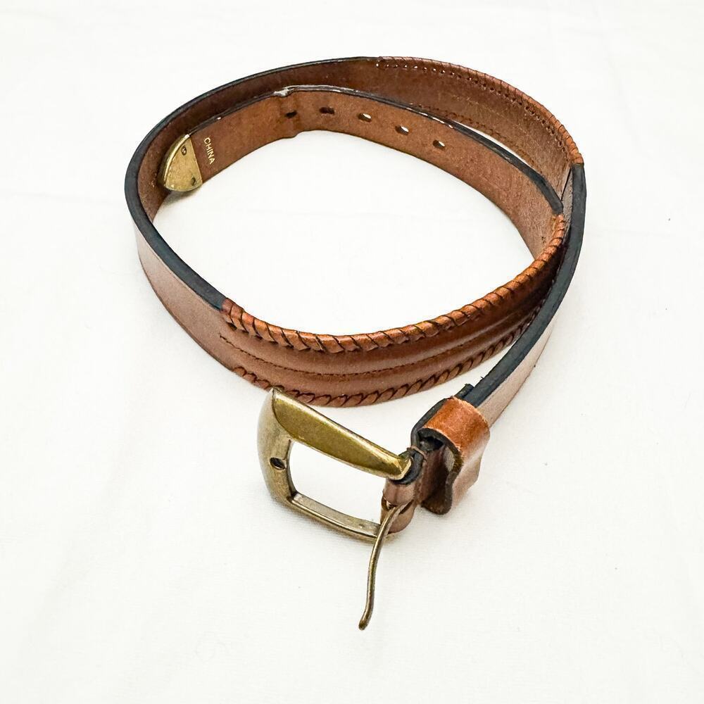 Dockers Brown Braided Leather Belt Brass Buckle accents Size 34